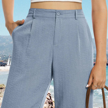 Womens Casual Wide Leg Pants High Waisted Button Down Straight Long Trousers Palazzo Pants Elegant Woman Flared Pants Youthful