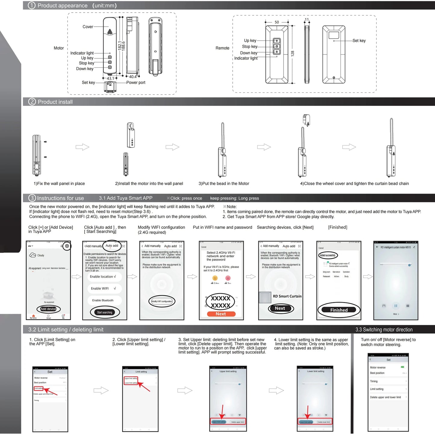 Electric Curtain Motors WiFi Smart Curtain Motor Ultra Silent APP Remote Control Voice Control Electric Curtain Motor for Tuya