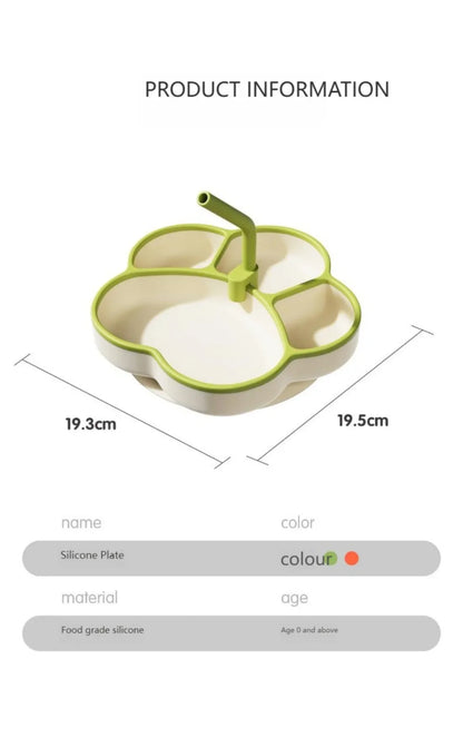 Baby Silicone Dining Plate with Baby Feeding Toddler Training Tableware Straw Cute Cat Claw Child Dishes Kids Plate Dishes Bowl