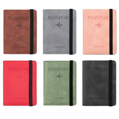 RFID Blocking Leather Card Case Passport Holder Cover Wallet Travel Accessories for Women Men