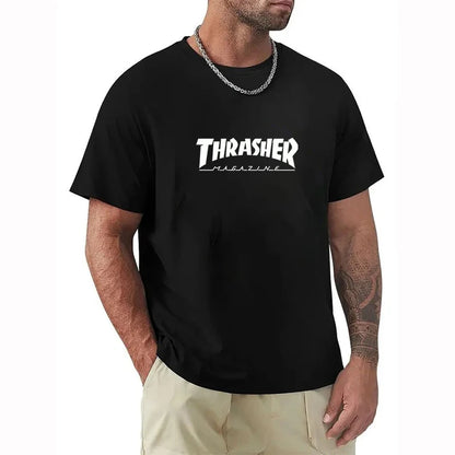 2025 T-shirts for Men Personalized T-Thrashers Y2k Clothing High Quality Summer Tops Vintage Streetwear Short Sleeve Tee White