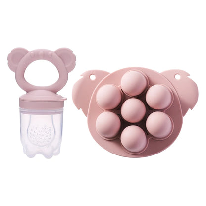Baby Rabbit Fruit Feeder Set Food Supplement Nursing Feeder BPA Free Silicone Feeding Freezer Tray Tableware Fresh Food Feeder