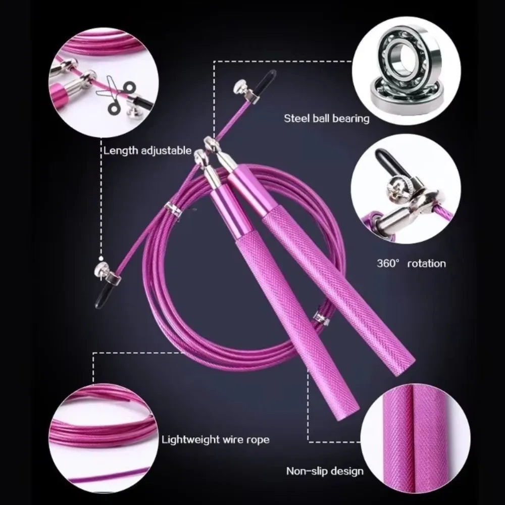 3 Meters Speed Skipping Rope Adjustable 360° Swivel Ball Bearing Boxing Skipping Rope Steel Wire Aluminum Alloy