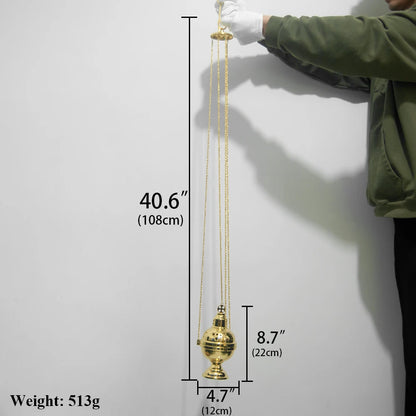 HT Church Supplier High Polished Gold Plated Hanging Incense Burner Orthodox Censer Church Home Decoration Catholic Chalice
