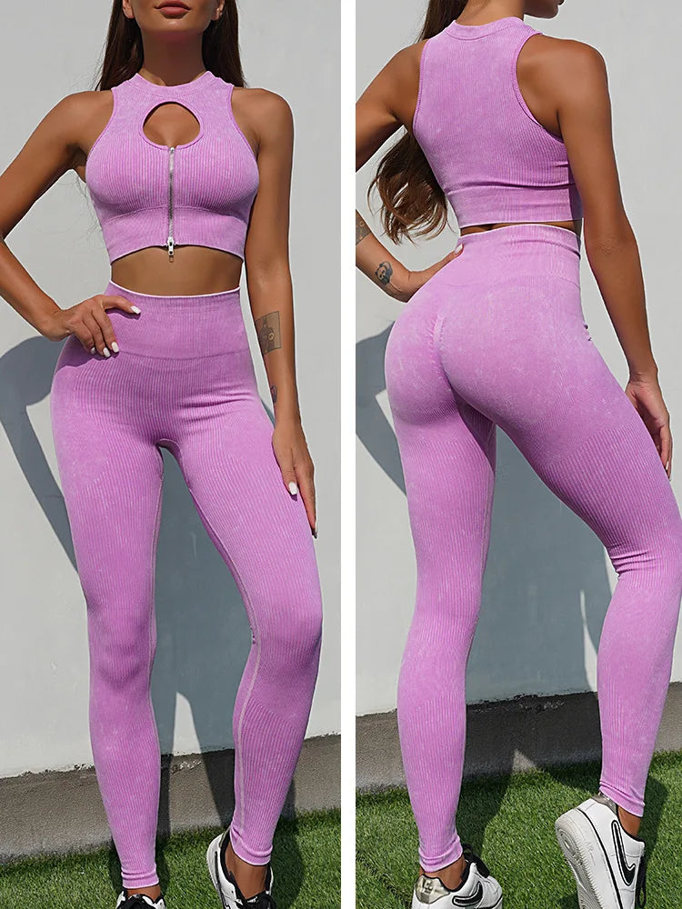 New Women Gym Seamless Sets Yoga Leggings Fashion Soprts Shorts Pants Stretch Fitness Mujer Leggin 2 Pieces Sweatpants Suits