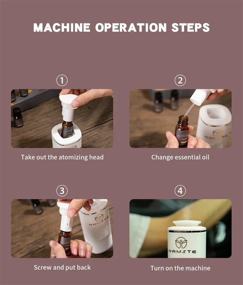 NAMSTE Car Aroma Diffuser Smart  Car Fragrance Spray Cars Odor Eliminator Air Fresheners car Aromatherapy Diffuser Essential Oil