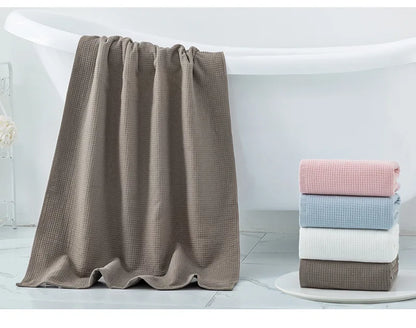 100% Cotton Double Layer Waffle Terry Bath Towel Soft Shower Towels Beach Towels Home Bathroom Towel For Adults