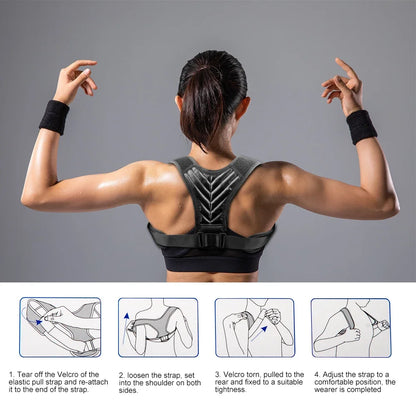 Adjustable Posture Corrector Back Support Women Men Hunchback Correction Back Straightener Work Pain Relief Upper Back Brace