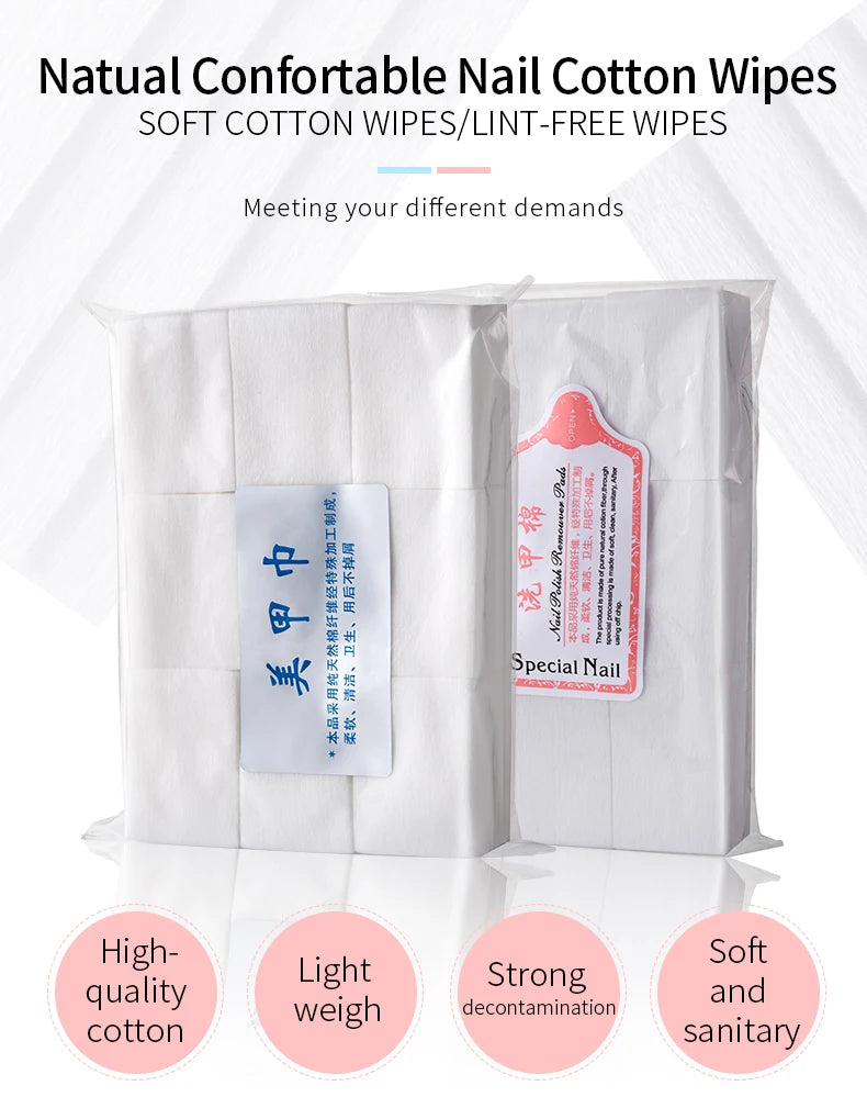 450pcs Lint-Free Nail Polish Remover Wipes Cotton Wipes Manicure Cleaner UV Gel Nail Polish Removal Pads Papers Cleansing Tools