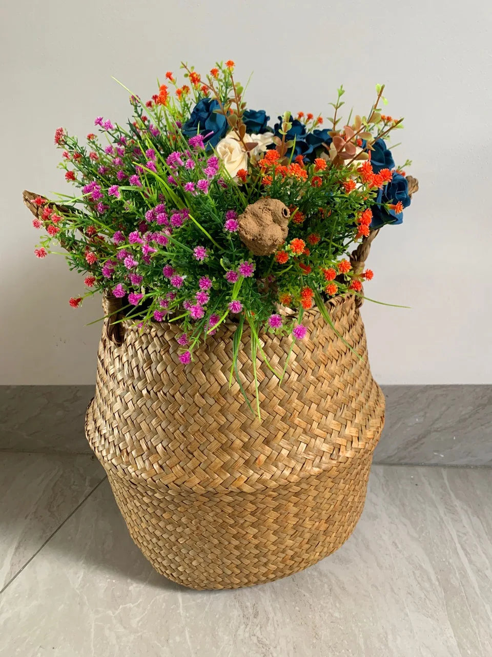 Storage Baskets Straw Wicker Rattan Hanging Flowerpot Seagrass Folding Laundry Baskets Garden Plant Basket Home Decor Pastoral