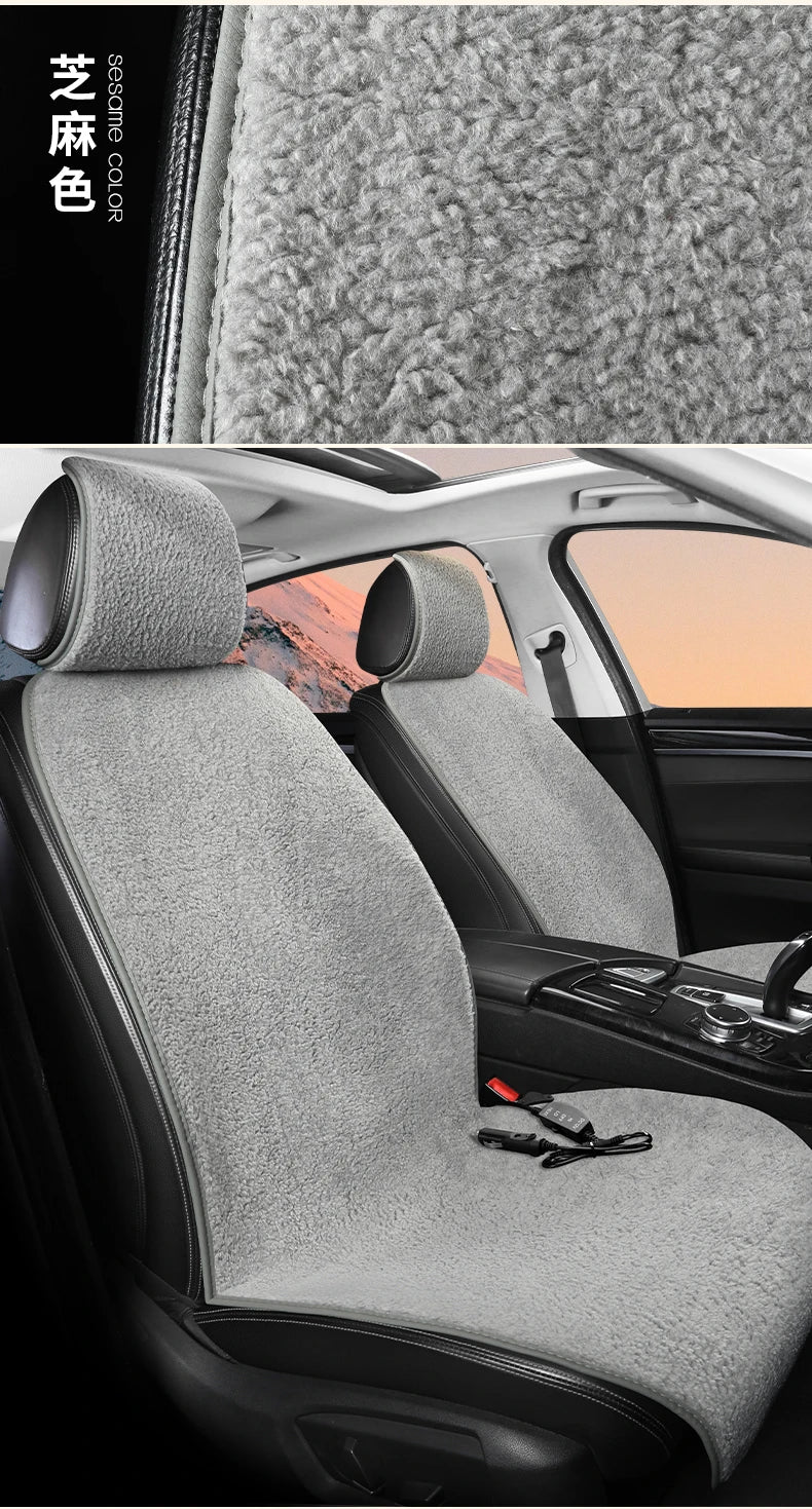 2023 New Car Heated Seat Cushion Made of Lamb Fleece Material, Comfortable and Warm, Suitable for Single Seat, Double Seat, and