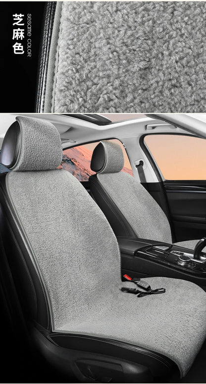 2023 New Car Heated Seat Cushion Made of Lamb Fleece Material, Comfortable and Warm, Suitable for Single Seat, Double Seat, and