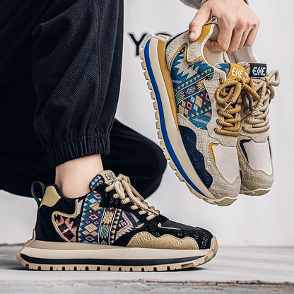 2025 Trend Print Mens Fashion Shoes Design Chunky Men Casual Sneaker Breathable Platform Sneakers Male Running Jogging Shoes