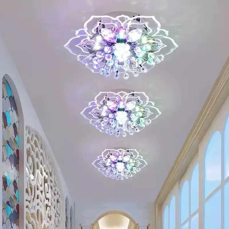 LED Crystal Ceiling Light Modern Flower Shape Ceiling Lamp Hallway Living Room Lamp Bedroom Kitchen Corridors Aisle Light