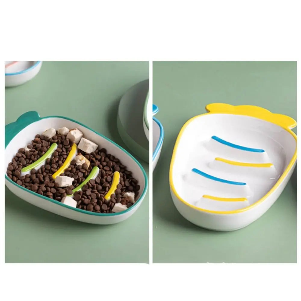 Ceramic Cat Slow Food Bowl Cute Creative Dog Food Feeding Basin Non-slip Large Capacity Pet Drinking Feeder Kitten Puppy