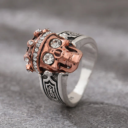 New Creative Crown Skull Ring Personality Double Color Ghost Head Men's Rings Fashion Trend Punk Party Jewelry Gift Wholesale