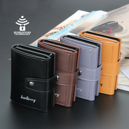 2023 Rfid Blocking Protection Men Card Wallets Hasp Small Card Wallets PU Leather Slim Mini Wallet Qaulity Male Purses