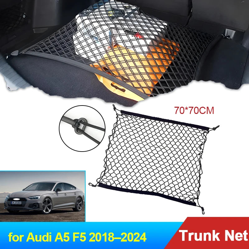 70x70 Auto for Audi A5 F5 2018 2019 2020 2021 2022 2023 2024 Accessories Car Boot Trunk Cargo Net Elastic Storage Organizer Part
