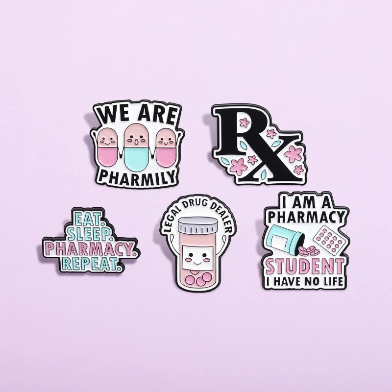 I Am Pharmacy Student Have No Life Enamel Pin Eat Sleep Pharmacy Repeat Brooch Cartoon Pills Lapel Badge Gift for Medical Friend