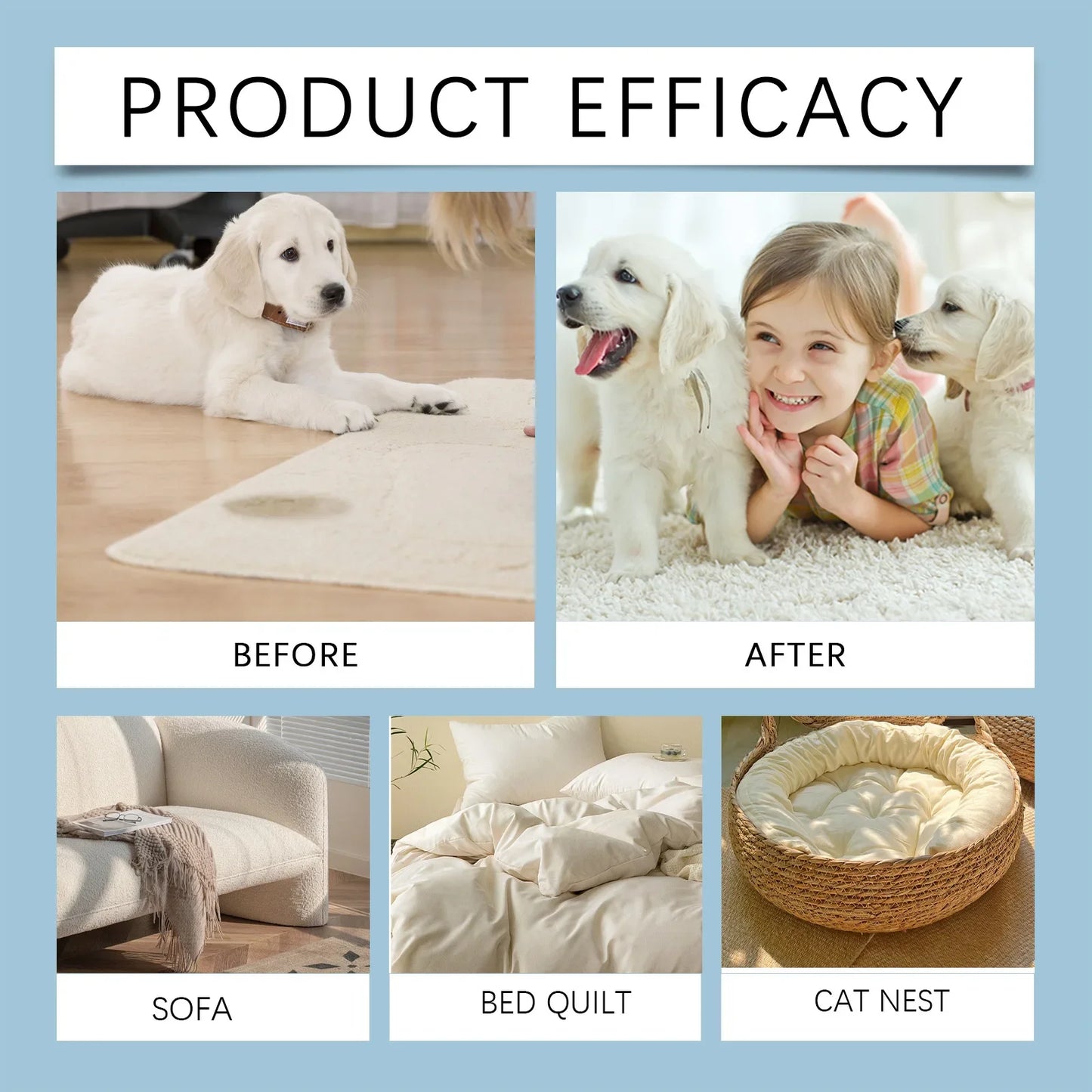 Long Lasting Pet Odor Eliminator Spray Destroys Urine Odors for Cats Dogs Scent Retention Formula Freshens Litter Boxes Beds