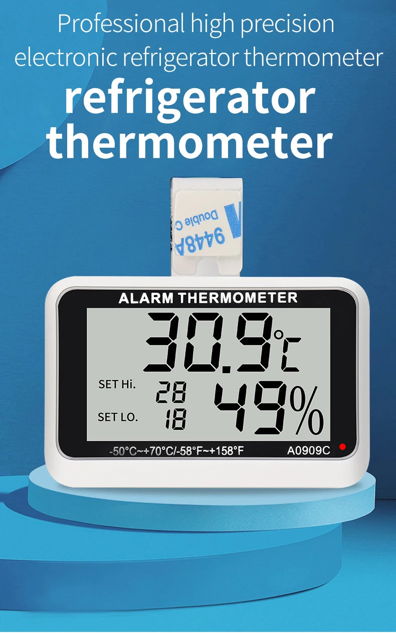 Fridge Thermometer With Hook Anti-Humidity Refrigerator Freezer Electric Digital Thermometer Temperature Monitor LCD Display