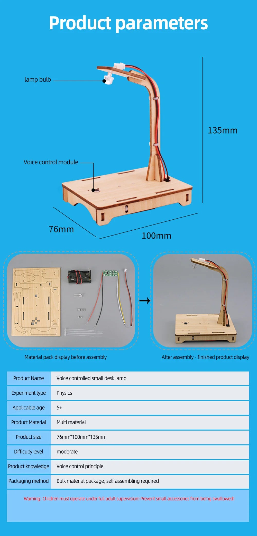 DIY Voice Sensor lamp Science and Technology Invention Hand-made Self-made Assembly Materials Science handmade toys physics toy