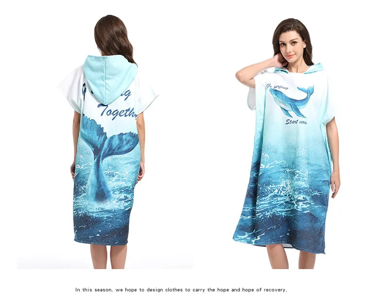 Beach Towel with Hood for Men and Women Hooded Towels Bath Robe for adult Quick Dry Lightweight Soft Microfiber Poncho Swim Robe
