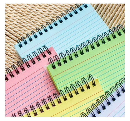Simple Lined Spiral Notebook With Colorful Pages,Tearable Binding,Office Supplies Journal Diary Stationery Back To School