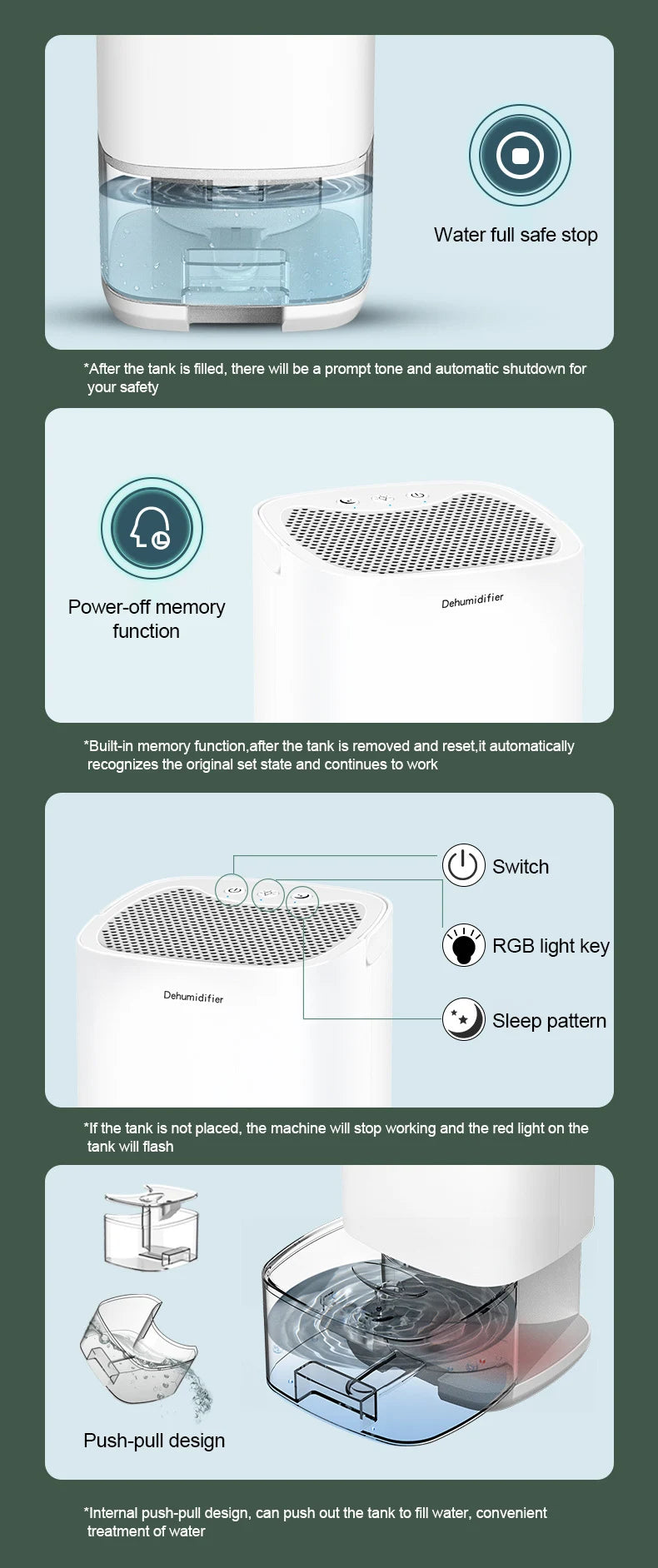 Smart Air Purifier Dehumidifier Home Mini Mute Dehumidification Dryer For Home Room Office Kitchen Deodorizer Dryer EU/US Plug