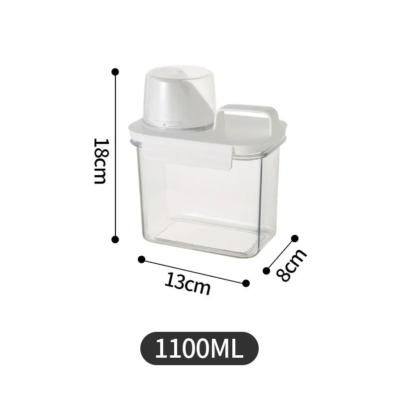 Detergent Dispenser Refillable Laundry Detergent Dispenser Empty Powder Tank Softener Bleach Storage Container with Scale