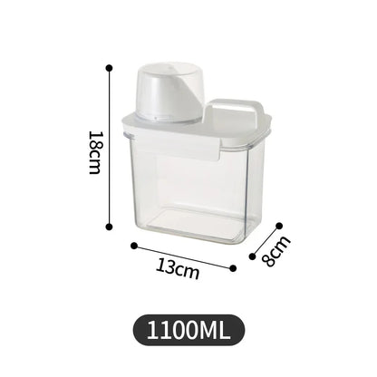 Detergent Dispenser Refillable Laundry Detergent Dispenser Empty Powder Tank Softener Bleach Storage Container with Scale