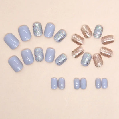 24pcs Press on Nails Square Head Fake Nails French Nail Press on Nails Waterproof Detachable Faux Fingernails Nail Tips for DIY