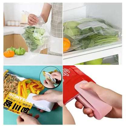 Portable Bag Heat Sealer Plastic Package Storage Bag Clip Mini Sealing Machine Handy Sticker Seal for Food Snack Kitchen Gadget