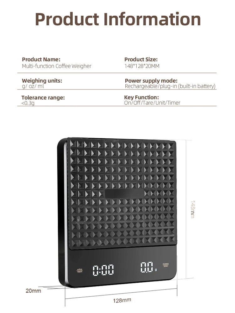 HiBREW Hand coffee timing electronic scale Weighing,Timing,Countdown professional electronic scale