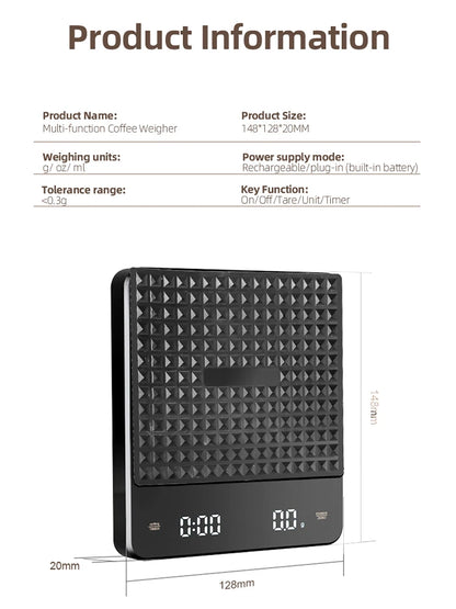HiBREW Hand coffee timing electronic scale Weighing,Timing,Countdown professional electronic scale