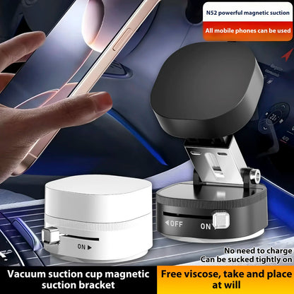 Magnetic Car Phone Holder Foldable Design 360° Adjustable Vacuum Mount for Car/Desk/Bathroom/Universal Use