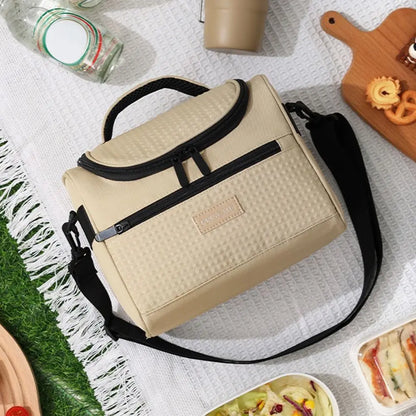 Reusable Zipper Handle Lunch Box Large Capacity Sturdy Lunch Tote Bag Waterproof Hand-held Tote Food Container Foods Storage