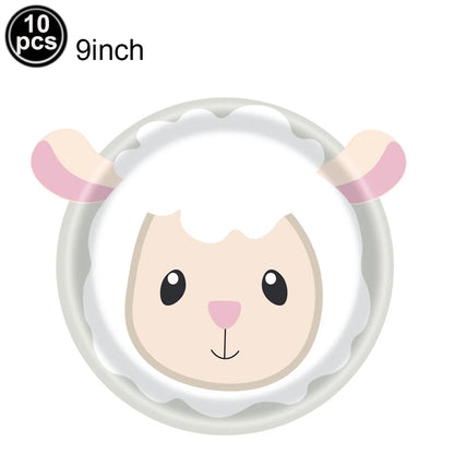 Farm Birthday Party Supplies Animal Farm Paper Plate Pig Sheep Chicken Horses Cows Shape Dinnerware Farm Animal Party Decoration