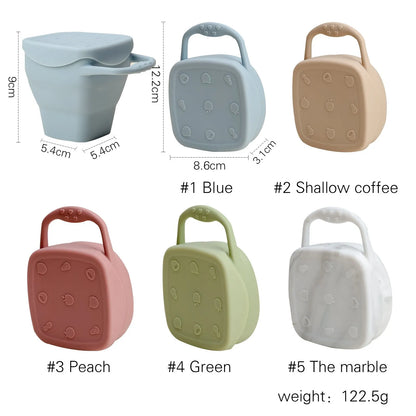 BPA Free Baby Silicone Plate Snack Cup Set Non-slip Kid Suction Plate Wooden Handle Silicone Spoon Bibs Baby Feeding Tableware