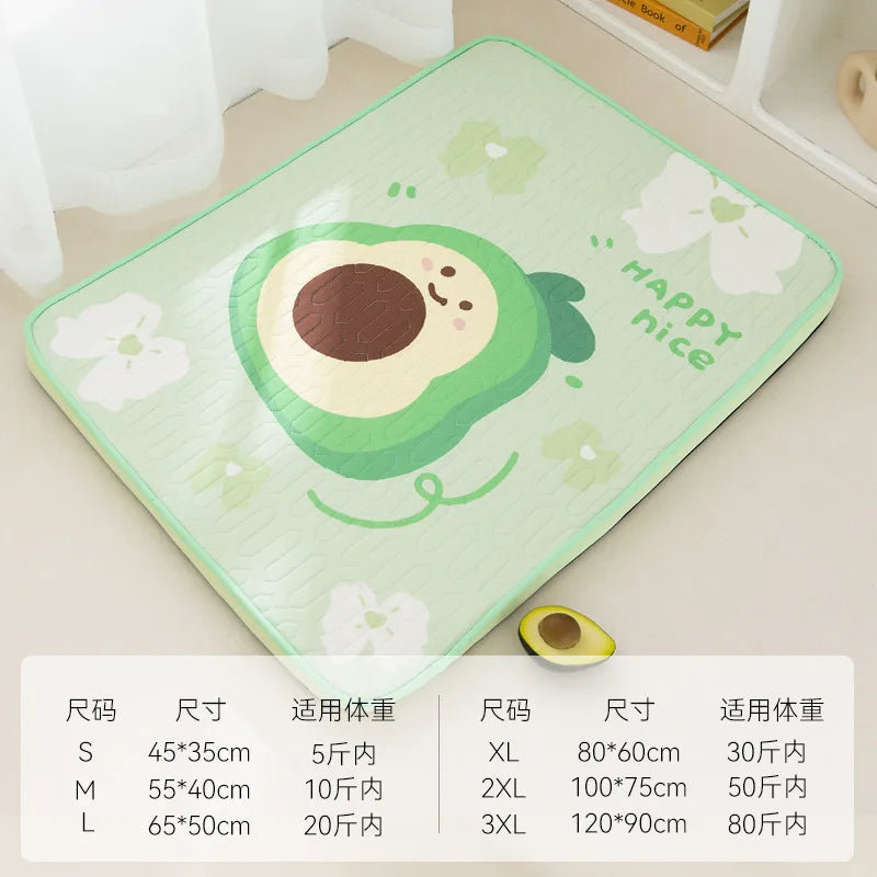 Summer dog cartoon striped ice silk mat, cat cooling mat, cooling cat bed, cooling bed, dog bed, pet bed