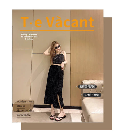 Flip-flops, Women Wear 2024 New Summer Half - Toe Sandals, Fashion Casual Mid-heel Chunky Sandals, Women's Shoes