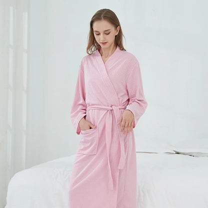 Soft and Comfortable Bathrobe Sauna Suits for Women Thin Nightgown Long Couples Home Clothes for Hotel Bathrobe Men