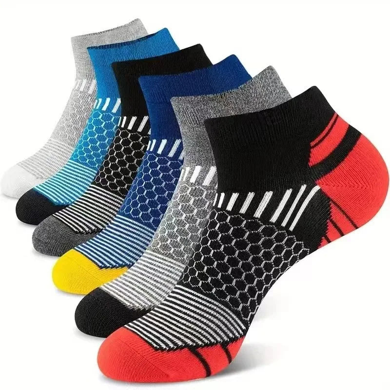 Sports socks Men's summer outdoor running fitness socks Deodorant sweat-absorbing breathable short boat socks 5 pairs