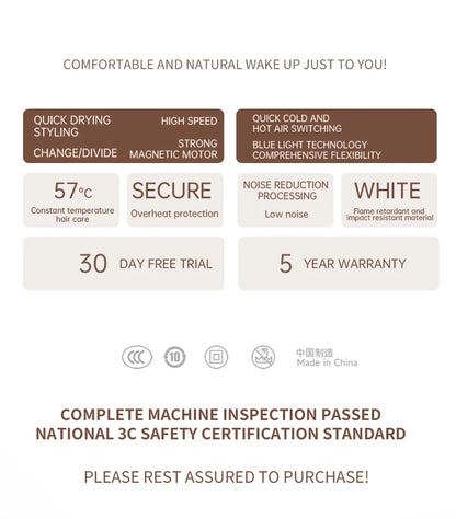 Hair Dryer, High-Speed Electric Turbine Airflow, Low Noise, Constant Temperature And Quick Drying, Suitable For Home Salons.