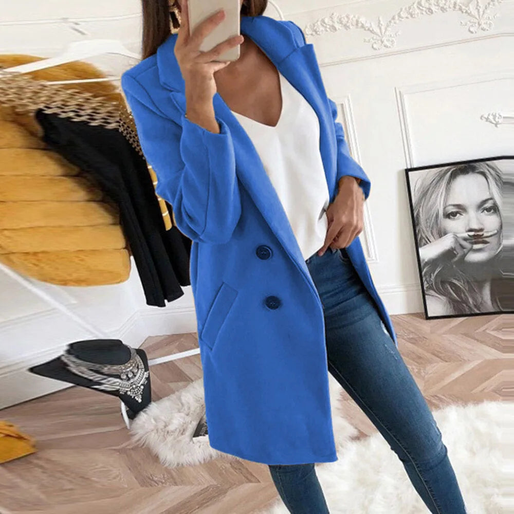 New Plus Size 4XL 5XL Women's Autumn Coat Woollen Blends Overcoats 2025 Winter Long Sleeve Casual Oversize Outwear Jackets Coat