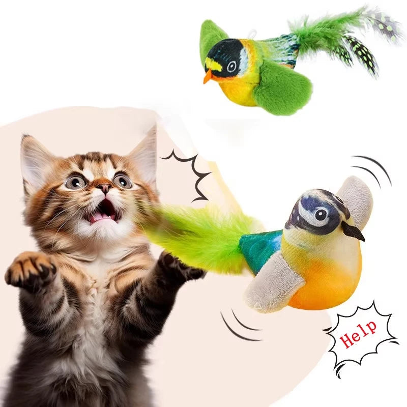 Interactive Cat Toy for Indoor Cats Realistic Bird Sound Plush Catnip Toy Entertaining Kitten Playtime Essential