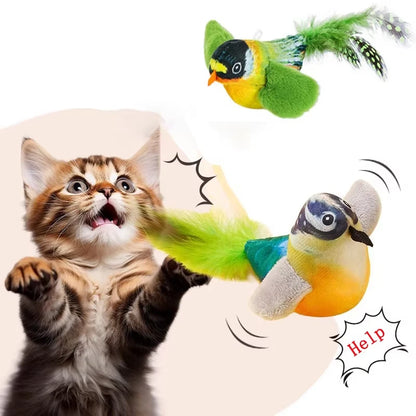 Interactive Cat Toy for Indoor Cats Realistic Bird Sound Plush Catnip Toy Entertaining Kitten Playtime Essential