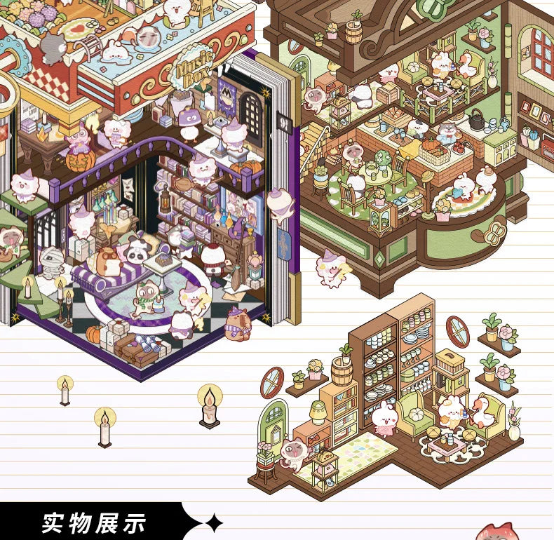 Creative Design Landscaping Sticker for Student Cute Cartoon Magic 3D Stack Scene Scrapbook Sticker Sweet Student Supplies