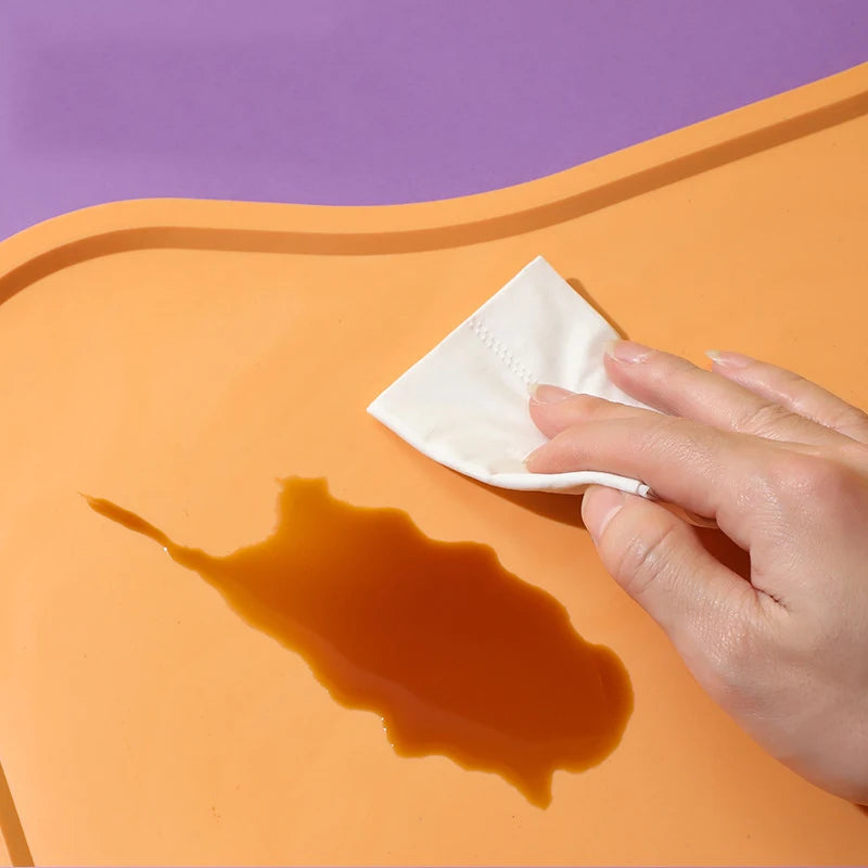 Dog Cat Bowl Food Mat with High Lips Silicone Waterproof Pet Food Feeding Pad Puppy Feeder Tray Water Cushion Snack Mat Stuff