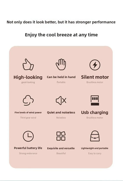 New Handheld USB Small Fan Double-headed Handheld Fan with Long Battery Life Mini Rechargeable Portable Electric Fan.